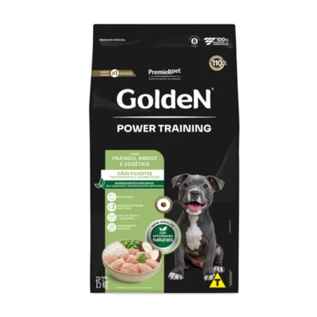 Ração Golden Power Training para Cães Filhotes Sabor Frango e Arroz 15Kg