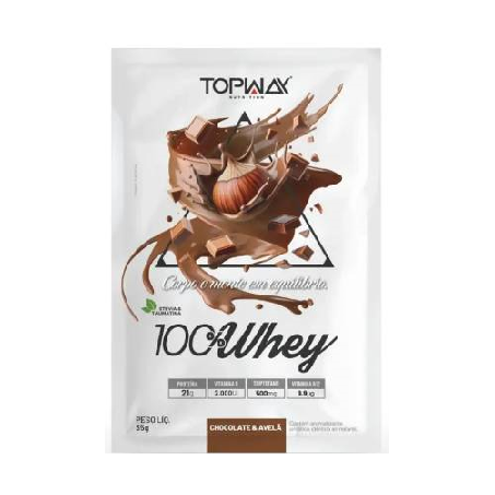 Suplemento Whey 100% Topway Chocolate C/Avelã Sachê 35g