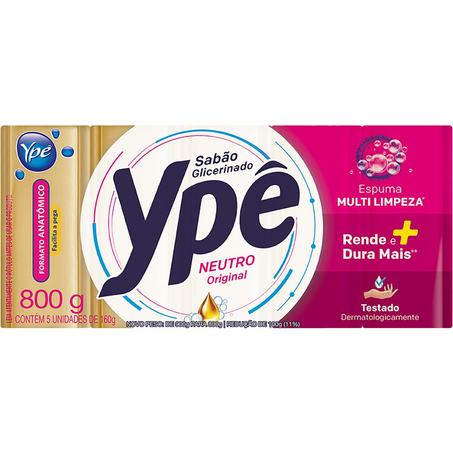 Sabão em Pedra Ypê 800g - Com 5 Sabões de 160g cada - Neutro