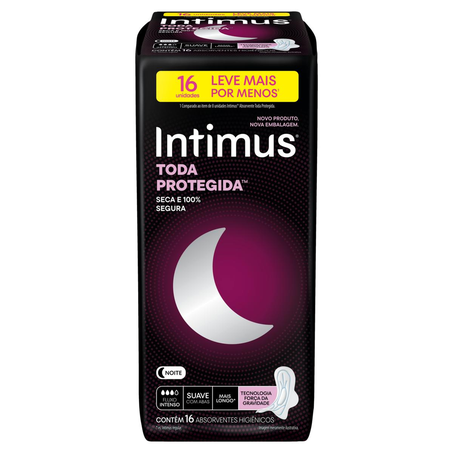 Absorvente Intimus Gel Noturno - Suave - Com Abas - Com 16 Absorventes - Leve Mais, Pague Menos