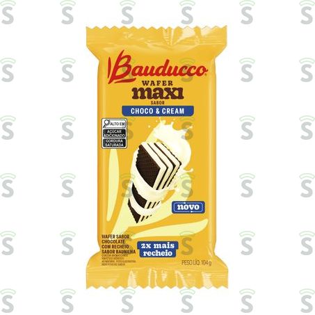  Waffer Bauducco 104g Maxi Choco e Cream