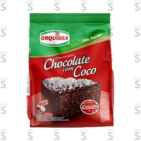  Mistura Para Bolo Chocolate Com Coco Orquídea Premium Pacote 400g