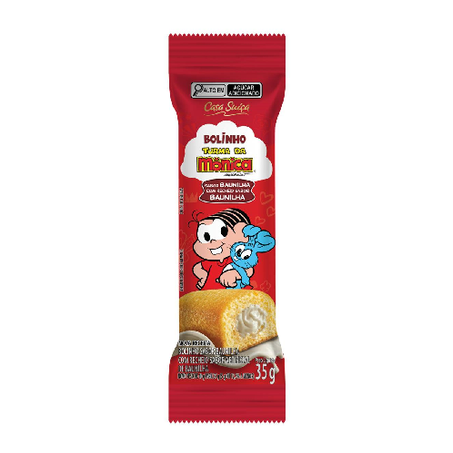 Bolinho Casa Suiça Turma Mônica Baunilha C/Recheio Baunilha 35g