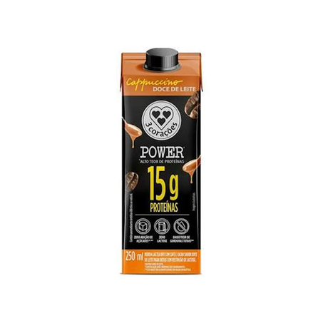 Leite aromatizado 3 coracões 250ml cappucino doce de leite