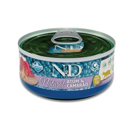 Ração Úmida N&D Natural Gatos Adultos Atum e Camarão 70 g