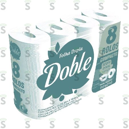  Papel Higiênico Doble Folha Dupla Neutro Pacote 8un
