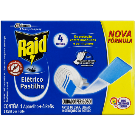 INSETICIDA RAID ELETRICO APR 12H+4REF PASTILHA 360-1
