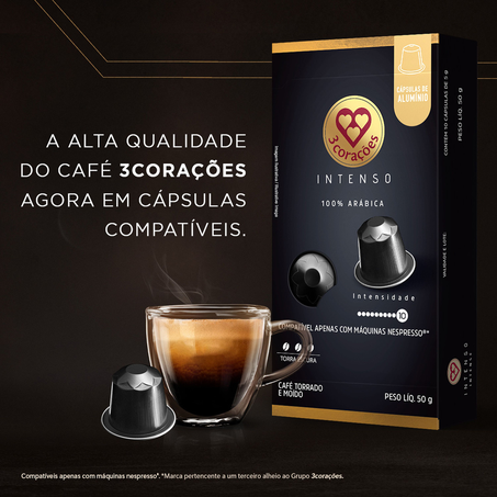 Café em Cápsula Torrado e Moído Intenso 3 Corações Caixa 50g 360-3