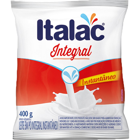 Leite em Pó Italac 400g - Instantâneo - Integral - Sachê