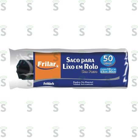  Saco Para Lixo Frilar Preto Rolo 50lt