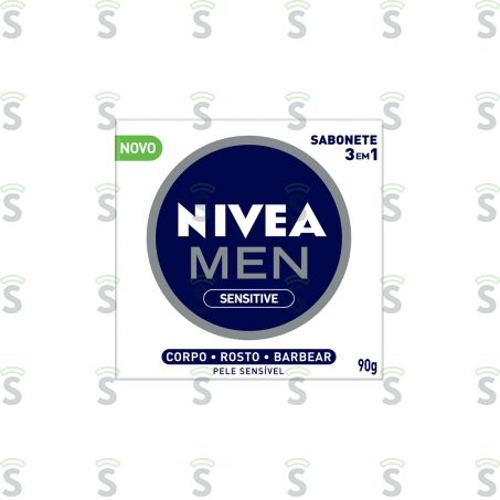  Sabonete Nivea Men Sensitive 3 Em 1 Embalagem 90g