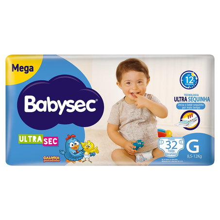 Fralda Babysec Ultra Sec Mega Tam. G - Com 32 Fraldas