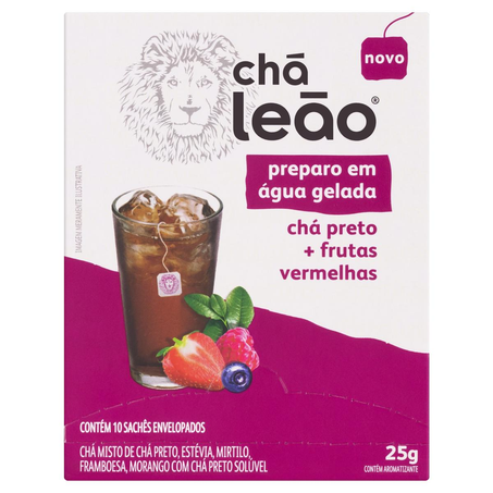 Chá Leão 25g - Chá Preto e Frutas Vermelhas - Com 10 Saquinhos