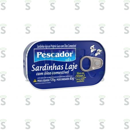  Sardinha Laje Em Óleo Pescador Embalagem 125g