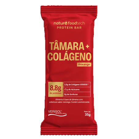 Barra de Tâmara Nature Food Tech com Colágeno Verisol e Cobertura Sabor Morango 35g