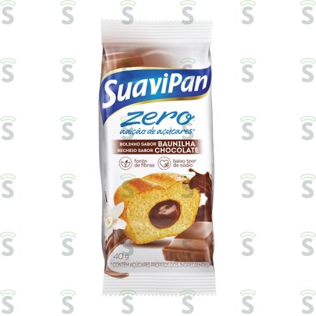  Bolinho Suavipan Baunilha Com Chocolate Zero Embalagem 40g