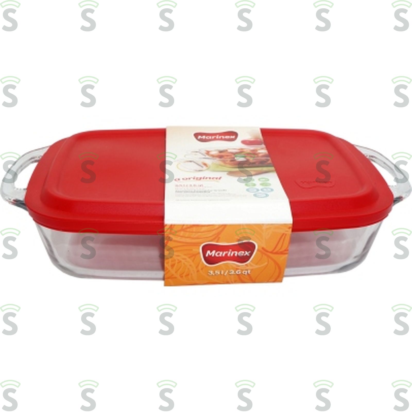 Assadeira Retangular Marinex Grande com Tampa Plástica Unidade 3.5LT