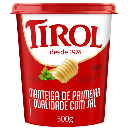 Manteiga Tirol 500g - Com Sal - Pote