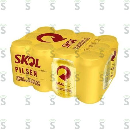  Cerveja Skol Pilsen Lata 350ml - Pacote Com 12un - 4.2lt