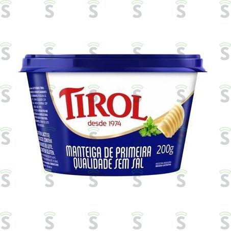  Manteiga Tirol Sem Sal Primeira Qualidade 200g