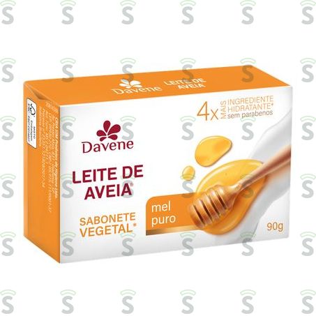  Sabonete Barra Vegetal Davene Mel Puro Leite de Aveia Clássico Caixa 90gr