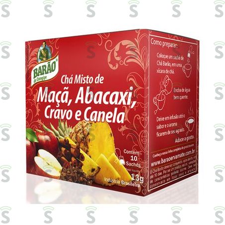  Chá Misto Barão Maçã, Abacaxi, Cravo e Canela Embalagem 13g
