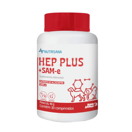 Nutrisana Hep Plus + SAME-e Suplemento com Extrato de Alcachofra para Cães e Gatos 30 Comprimidos