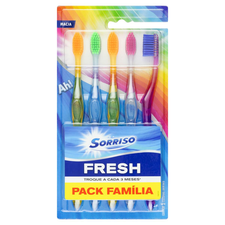 Escova Dental Sorriso Fresh - Macia - Com 5 Escovas