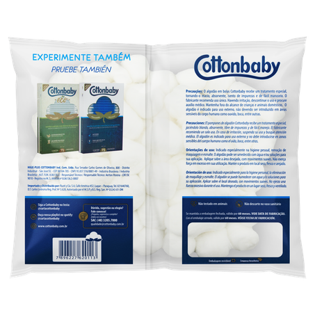 ALGODÃO EM BOLAS HIDRÓFILO COTTONBABY PACOTE 50G 360-2