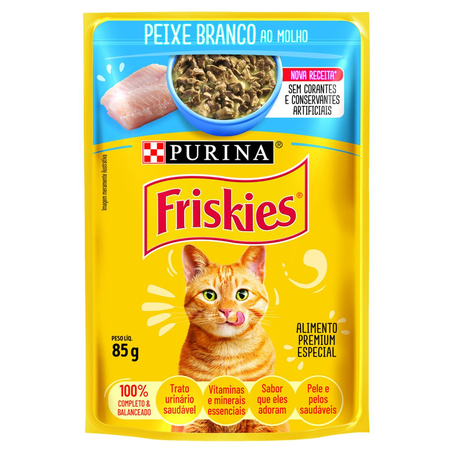 Ração para Gatos Friskies 85g - Peixe Branco ao Molho - Sachê