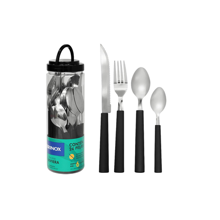 Faqueiro Brinox 24 Peças - Preto - Riviera - Ref. 6025/712