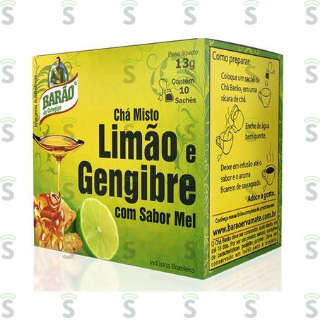  Chá Misto Barão de Cotegipe Limão e Gengibre Com Mel Caixa Com 10un - 13gr