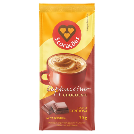 Cappuccino 3 Corações 20g - Chocolate - Sachê