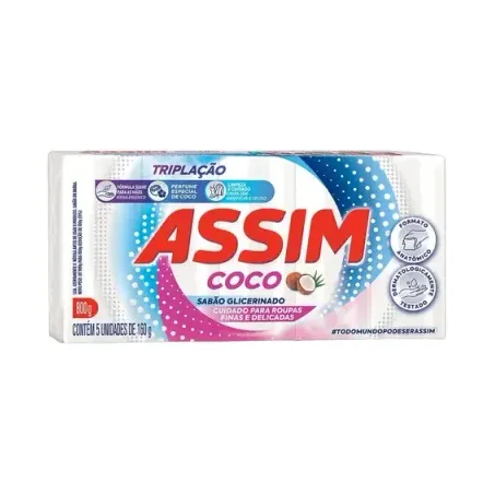 Sabao barra assim coco c/5un 180g