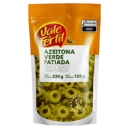 Azeitona Verde Vale Fértil 120g - Fatiada - Sachê