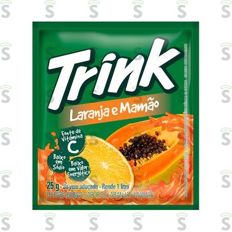  Refresco Em Pó Trink Laranja e Mamão Embalagem 25g