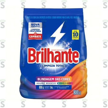  Lava Roupas Em Pó Brilhante Limpeza Total 800g