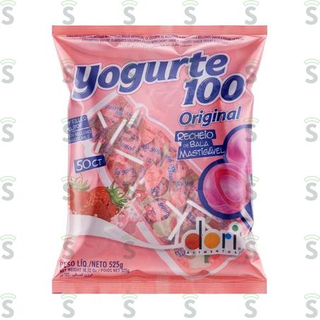  Pirulito Dori de Yogurte 100 Morango Pacote 525g
