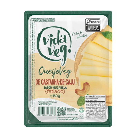  Queijo Mussarela Fatiado Vegano Vida Veg 150g