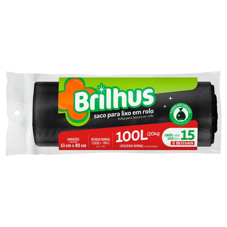 Saco para Lixo Brilhus 100 Litros - Rolo