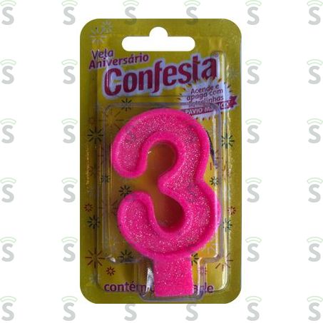  Vela Aniver Confesta N3 Big Rosa 1un