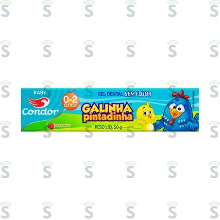  Gel Dental Sem Flúor Condor Baby Morango Galinha Pintadinha Caixa 50gr