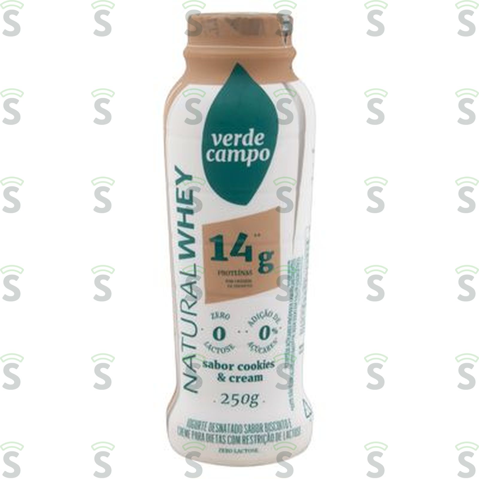 Iogurte Desnatado Cookies E Cream Zero Lactose Verde Campo Natural Whey 14g de Proteína Frasco 250g