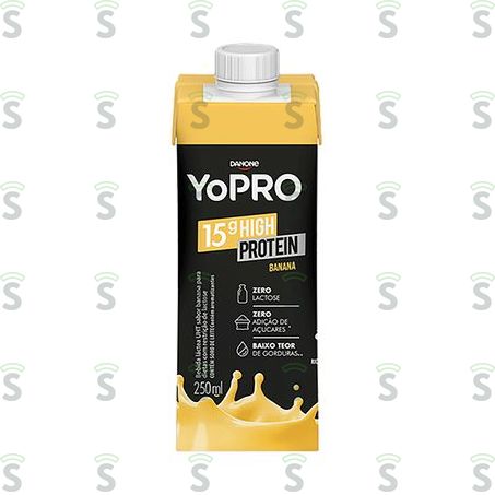  Bebida Láctea Uht Danone Yopro Sabor Banana Caixa Com Tampa 250ml