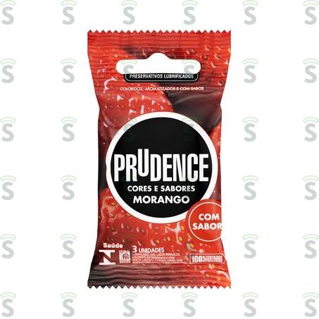  Preservativo Prudence Cores e Sabores Morango Embalagem 3un
