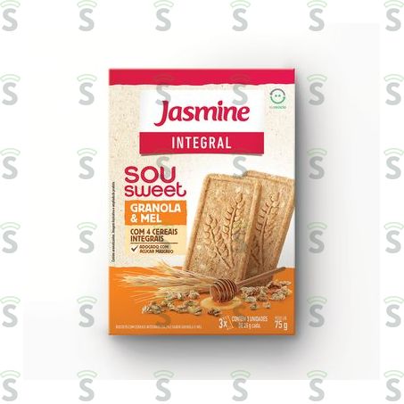  Biscoito Integral Granola & Mel Jasmine Sou Sweet Caixa 75g