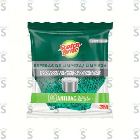  Esponja Verde Esfera de Limpeza Scotch-brite Antibac