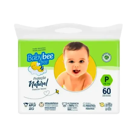 Fralda Baby Bee Free Proteção Natural P 60 und