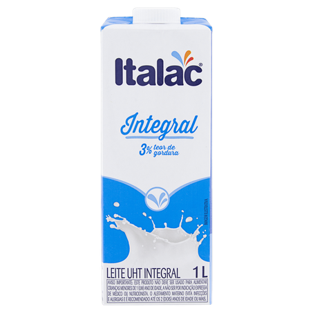 Leite italac integral com tampa caixa 1l