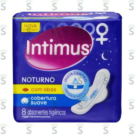 Absorvente Intimus Noturno Suave Com Abas Pacote 8un